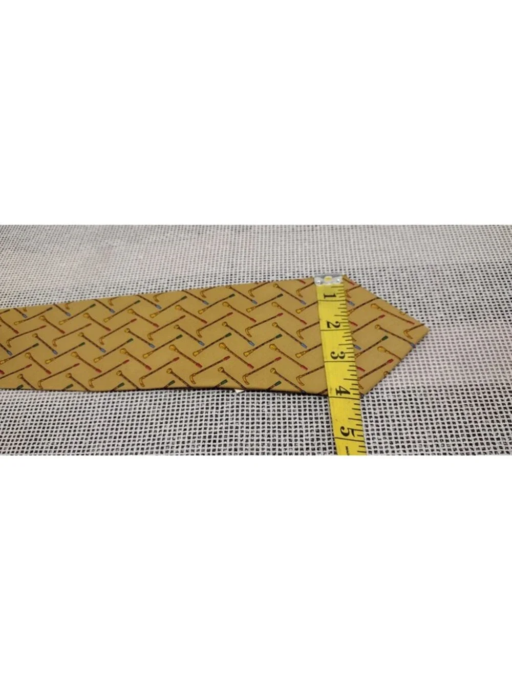 Vintage Salvatore Ferragamo Bronze Silk Tie Canes 1990s SAKS 5th AVENUE New Tag